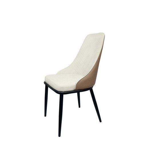 Maple Home Faux Leather Dining Chairs Hollow Back Modern Metal Legs Accent Armrest Upholstered Kitchen Living Room Furniture 