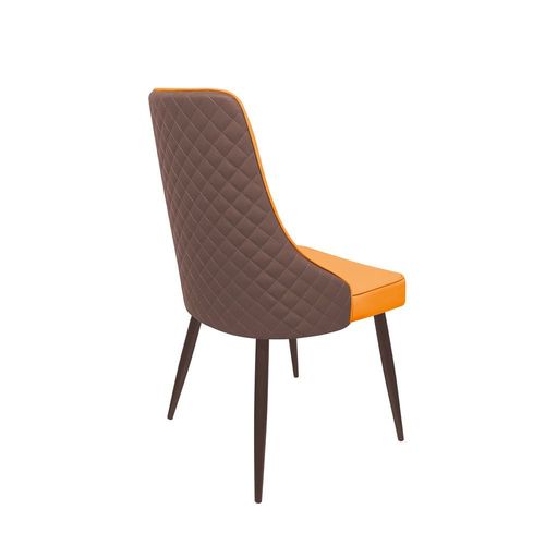 Maple Home Modern Dining Chair Artificial Leather Accent Armless Ordinary Comfortable Backrest Metal Legs Upholstered Kitchen Dining Restaurant Furniture