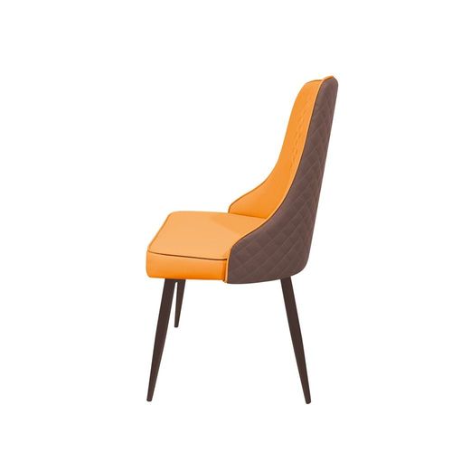 Maple Home Modern Dining Chair Artificial Leather Accent Armless Ordinary Comfortable Backrest Metal Legs Upholstered Kitchen Dining Restaurant Furniture
