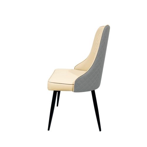 Maple Home Modern Dining Chair Artificial Leather Accent Armless Ordinary Comfortable Backrest Metal Legs Upholstered Kitchen Dining Restaurant Furniture