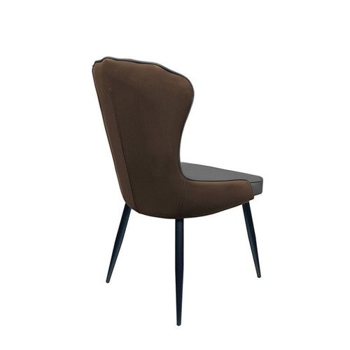 Maple Home Artificial Leather Dining Chair Accent Armless Soft Seat High Backrest With Black Metal Legs Ergonomic Versatile Kitchen Living Lounge Reatuarant Furniture
