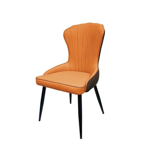 Maple Home Artificial Leather Dining Chair Accent Armless Soft Seat High Backrest With Black Metal Legs Ergonomic Versatile Kitchen Living Lounge Reatuarant Furniture