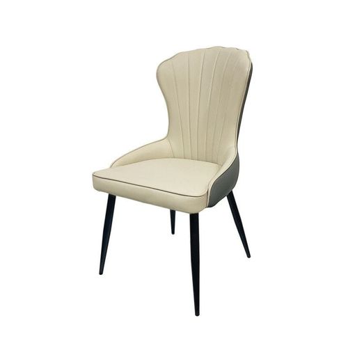 Maple Home Artificial Leather Dining Chair Accent Armless Soft Seat High Backrest With Black Metal Legs Ergonomic Versatile Kitchen Living Lounge Reatuarant Furniture