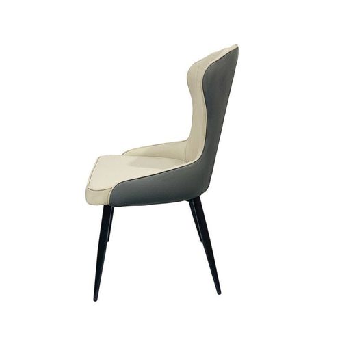 Maple Home Artificial Leather Dining Chair Accent Armless Soft Seat High Backrest With Black Metal Legs Ergonomic Versatile Kitchen Living Lounge Reatuarant Furniture