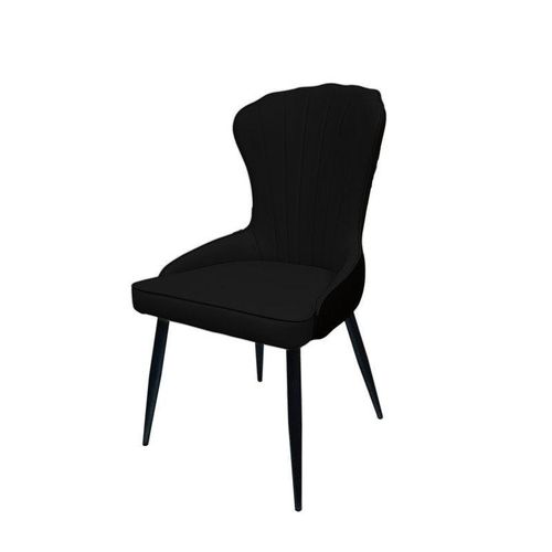 Maple Home Artificial Leather Dining Chair Accent Armless Soft Seat High Backrest With Black Metal Legs Ergonomic Versatile Kitchen Living Lounge Reatuarant Furniture