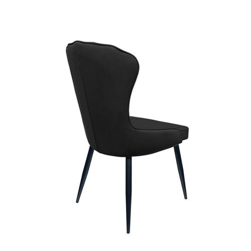 Maple Home Artificial Leather Dining Chair Accent Armless Soft Seat High Backrest With Black Metal Legs Ergonomic Versatile Kitchen Living Lounge Reatuarant Furniture
