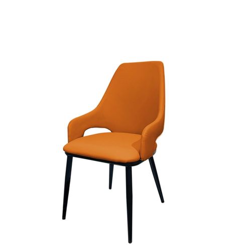 Maple Home Modern Dining Chair Artificial Leather Accent Arm Ordinary Comfortable Backrest Metal Legs Upholstered Kitchen Dining Restaurant Furniture