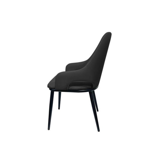 Maple Home Modern Dining Chair Artificial Leather Accent Arm Ordinary Comfortable Backrest Metal Legs Upholstered Kitchen Dining Restaurant Furniture