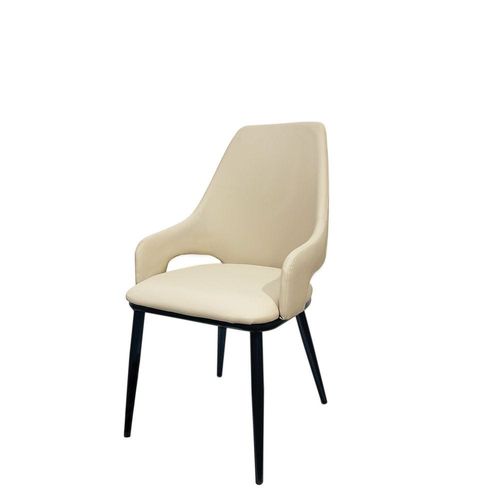 Maple Home Modern Dining Chair Artificial Leather Accent Arm Ordinary Comfortable Backrest Metal Legs Upholstered Kitchen Dining Restaurant Furniture
