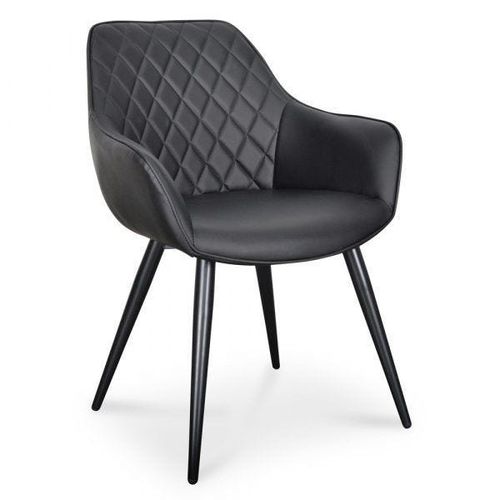 Maple Home Leather Accent Arm Dining Chair Wide Back With Metal Legs Kitchen Living Room Furniture