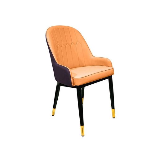 Maple Home Leather Dining Arm Chair Modern Accent Wide Back Comfy Upholstered Kitchen Living Dining Room Furniture With Metal Legs 