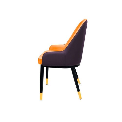 Maple Home Leather Dining Arm Chair Modern Accent Wide Back Comfy Upholstered Kitchen Living Dining Room Furniture With Metal Legs 