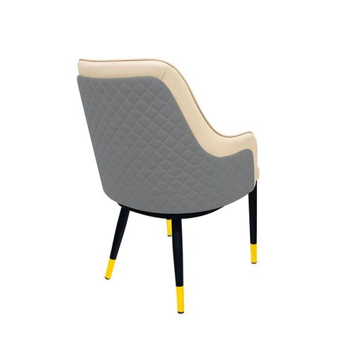 Maple Home Leather Accent Arm Dining Chair Wide Back With Metal Legs Upholstered Comfort Kitchen Living Room Furniture