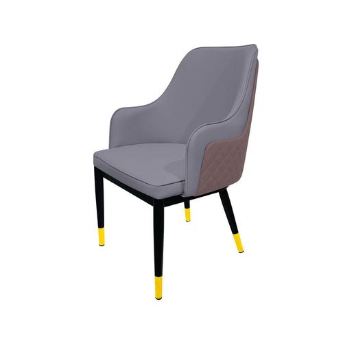 Maple Home Leather Accent Arm Dining Chair Wide Back With Metal Legs Upholstered Comfort Kitchen Living Room Furniture