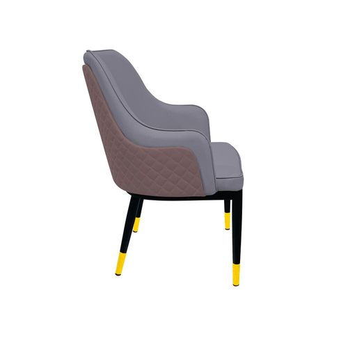 Maple Home Leather Accent Arm Dining Chair Wide Back With Metal Legs Upholstered Comfort Kitchen Living Room Furniture