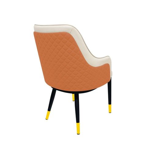 Maple Home Leather Accent Arm Dining Chair Wide Back With Metal Legs Upholstered Comfort Kitchen Living Room Furniture