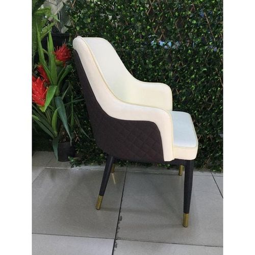 Maple Home Leather Accent Arm Dining Chair Wide Back With Metal Legs Upholstered Comfort Kitchen Living Room Furniture