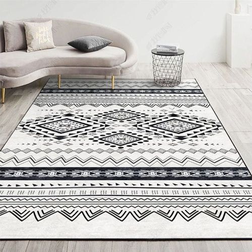 Non-Slip Modern Area Rug Floor Carpet Made with High Quality Crystal Velvet Cashmere With Luxury Material For Indoor Large Living Room Dining Room Bedroom with Beautiful Ethnic Print (Size 140-200CM)