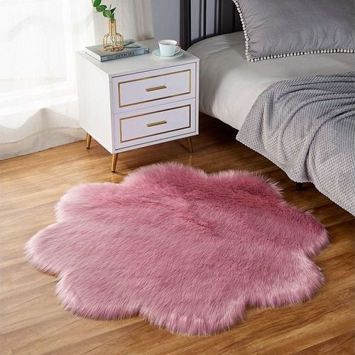 Super Soft Rabbit Fur Flower Design Living Room Carpet With Anti Slip Bottom (Size 80CM)