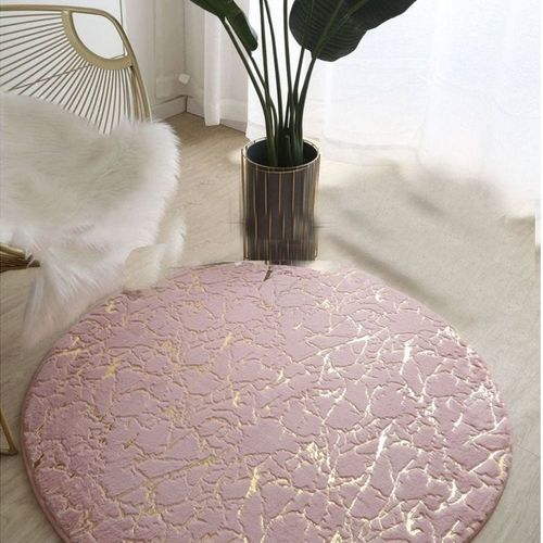 Super Soft Rabbit Fur Round Living Room Carpet With Water Proof Material And Anti Slip Bottom (Size 80CM)