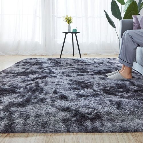 Extra Soft Tie Dyed Living Room Faux Fur Fluffy Carpet With Antislip Bottom (Size 120-160CM)