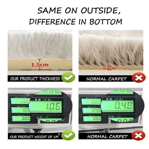 Modern Wool Fluffy Floor Mat Carpet with Anti slip High Pile Bottom with Upgraded Foam (Size 120-160CM)