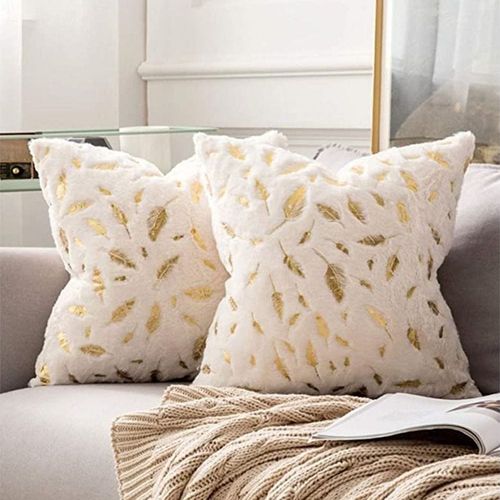 2 PCS Of Bronze Printed Throw Pillow With Extra Comfort And Modern Luxury Look