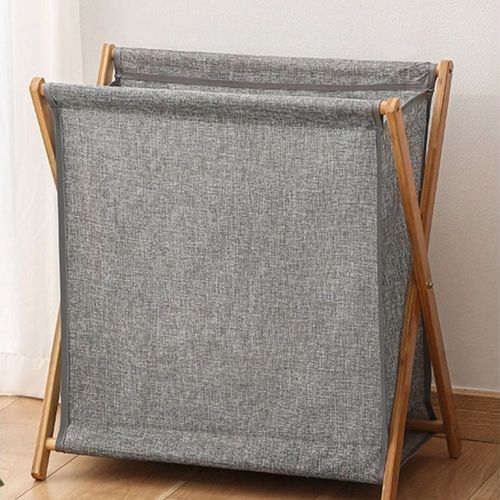 Laundry Basket Hamper For Clothes Storage With Collapsible Bamboo Handle.