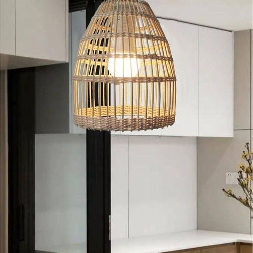Hand Woven Rattan Cage Pendant Light Cover with Aesthetic Design