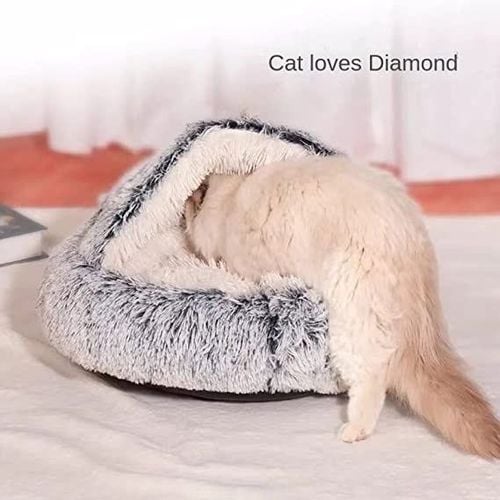 Cat &Dog Pet Bed Comfortable Plush Ultra Soft Cushion Self Warming Pet Bed Made With Faux Fux With Waterproof Bottom Diamater 40CM.