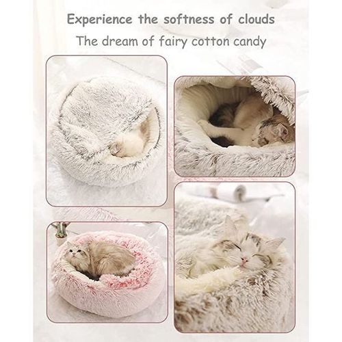 Cat &Dog Pet Bed Comfortable Plush Ultra Soft Cushion Self Warming Pet Bed Made With Faux Fux With Waterproof Bottom Diamater 40CM.