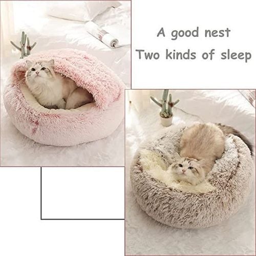 Cat &Dog Pet Bed Comfortable Plush Ultra Soft Cushion Self Warming Pet Bed Made With Faux Fux With Waterproof Bottom Diamater 40CM.