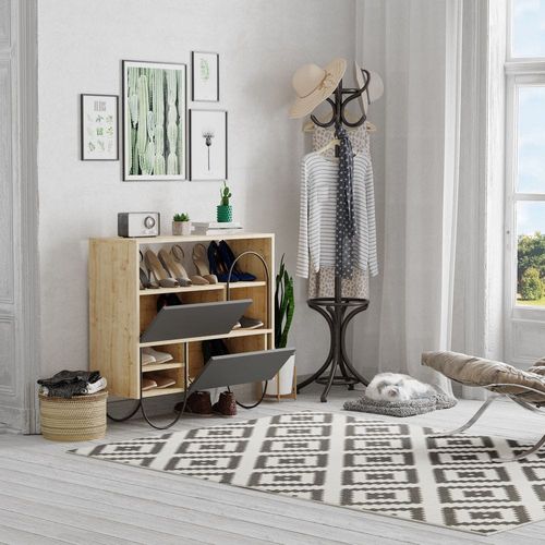 Norfolk Shoe Cabinet - 10 pairs - Oak/Anthracite - 2 Years Warranty