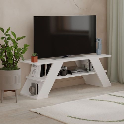 Farfalla TV Stand Up To 50 Inches With Storage - White - 2 Years Warranty