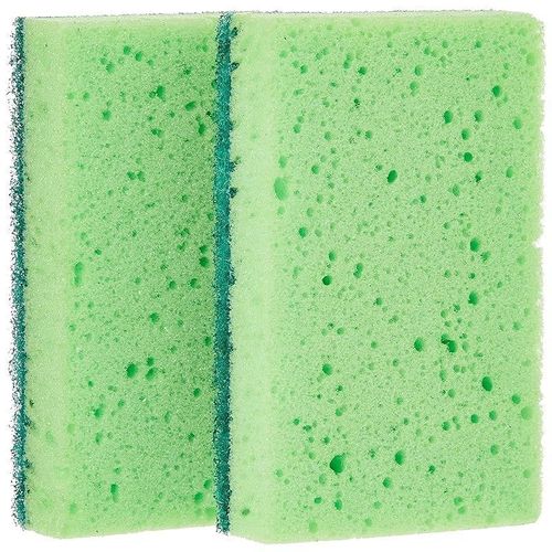 Vileda Ultra Fresh Med Foam Dishwashing Scourer, Antibacterial, High Absorption, Hygienic, Long-Lasting, Green, 2 Pcs