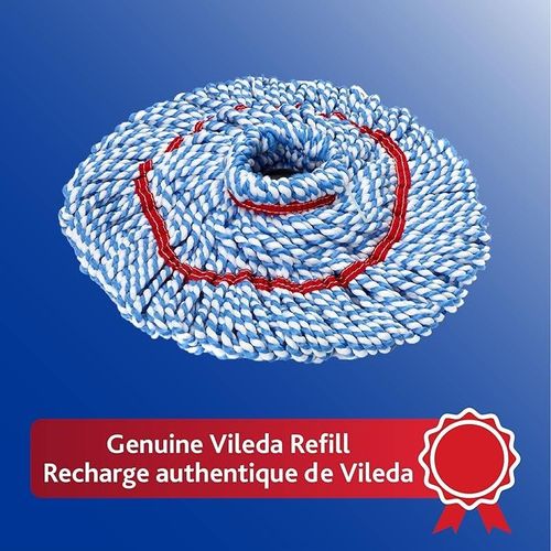 Vileda MicroTwist Maxi Mop Refill, Remove 99% Bacteria, Buffing Pad, Twist Wringing, Microfiber, Multi-purpose