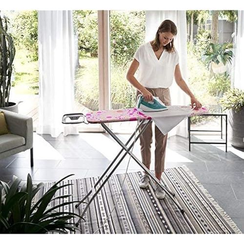 Vileda Neo Ironing Board - Child Safe With 100% Cotton Cover, Adjustable Height- Pink ( 114 x 33 x 90 cm), 163315