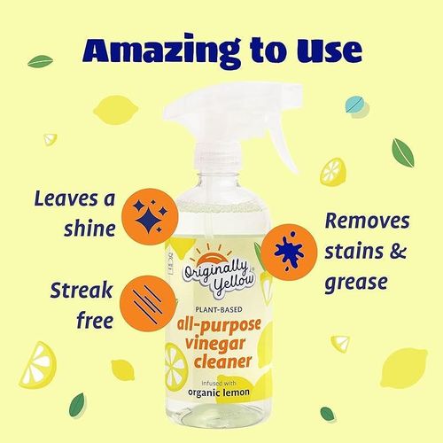 Originally Yellow, All-Purpose Vinegar Cleaner Spray, Distilled White Vinegar for Cleaning, Infused With Organic Lemon 0.47L x2 2 PACK