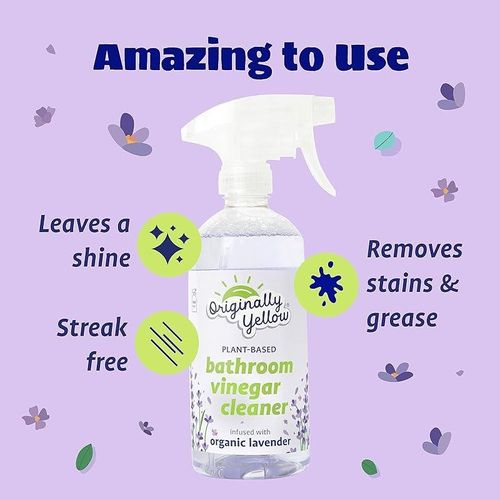 Originally Yellow Plant-Based Bathroom Vinegar Cleaner | Bathroom Cleaner with Organic Lavender 470ml