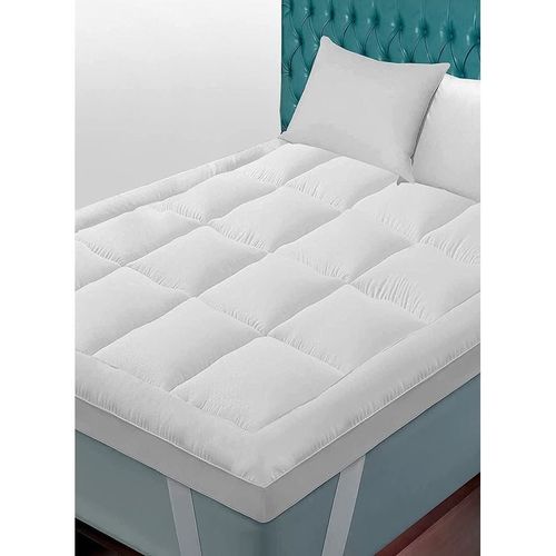 Mattress Topper With 4 Corner Elastic Straps Microfiber Quilted 6cm Thickness 100x200cm