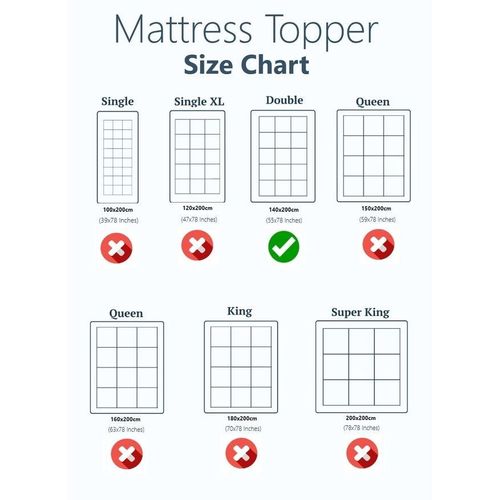 Comfotable Bed Mattress Topper With 4 Corner Elastic Straps 6cm Thick 140x200cm