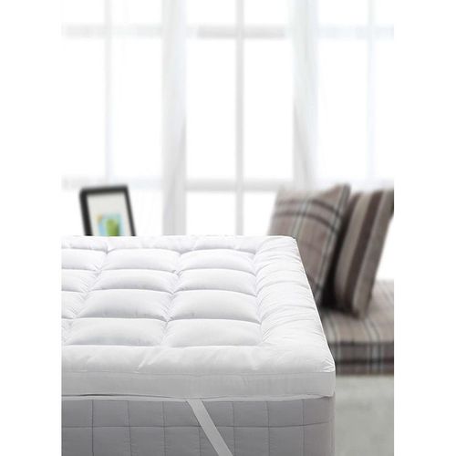 Mattress Topper Microfiber Filling Box Design Stiched 4 Corner Elastic 6cm Thick 140x200cm