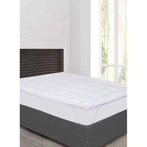 Mattress Topper Breathable Fabric Quilted Edge Piping Box Stiched 4 Corner Elastic 6cm Thick 140x200cm