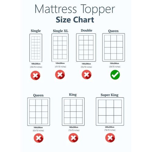 Box Stiched Cotton Mattress Topper 4 Corner Elastic 6cm Thickness 150x200cm