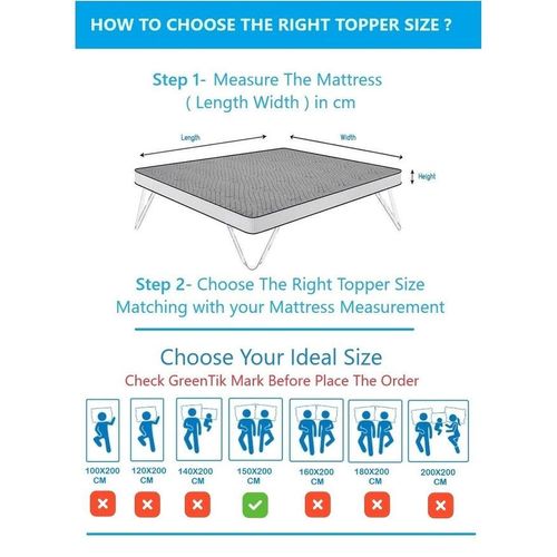 Mattress Topper Cotton White 6cm Thickness 150x200cm
