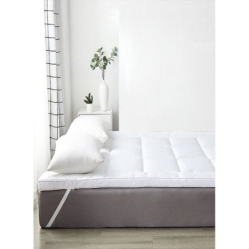Microfiber Quilted Mattress Topper With 4 Corner Elastic Straps 10cm Thick 140x200cm