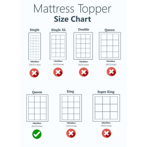 Mattress Topper Heavy Filled Box Design Stiched 10cm Thickness 160x200cm