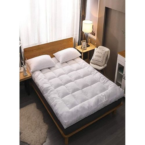 Mattress Topper Top Quality Micofiber Quilted Box Design Stiched With 4 Corner Elastic 10cm Thickness 160x200cm