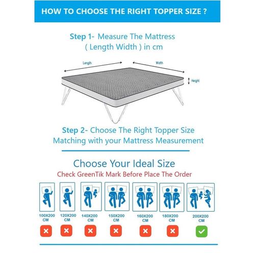 Comfotable Bed Mattress Topper With 4 Corner Elastic Straps 10cm Thick 200x200cm