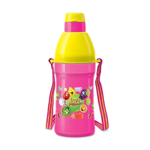 Milton Kool Joy Plastic Insulated Water Bottle with Straw for Kids, 400 ml, Pink
